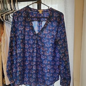 J. Crew Blue Floral Blouse
